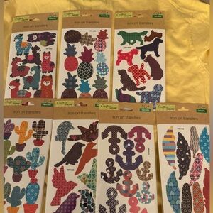 NIP Mixed lot of 7 packages Iron on Transfers fabric Crafter's Square Stickers